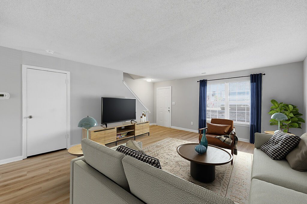 Townhome living room at Greens of Pine Glen in Durham NC